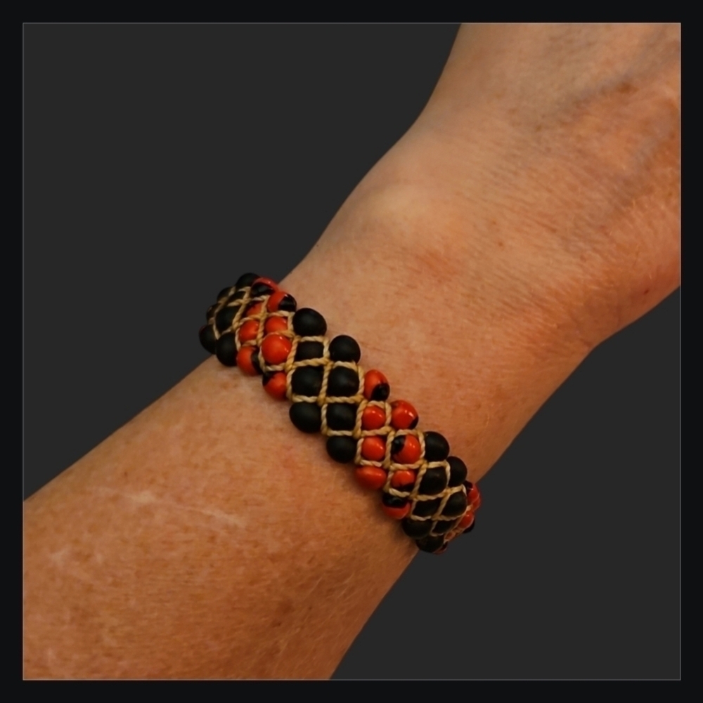 HANDMADE Peony Seed Bead Woven Macrame Protection Unisex Bracelet